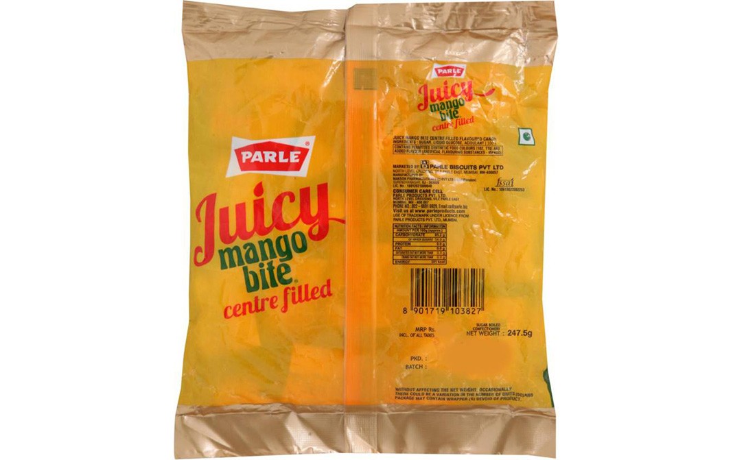 Parle Juicy Mango Bite Centre Filled   Pack  247.5 grams